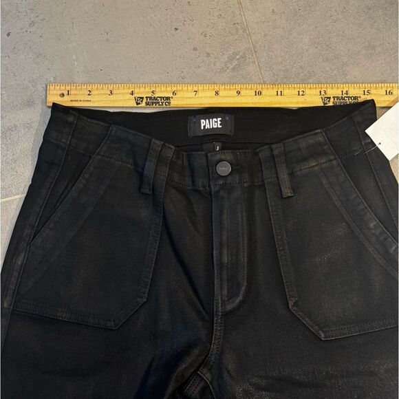 PAIGE Mayslie Straight Ankle Pants in Black Fog Luxe Coating - Size 30 - Picture 5 of 16